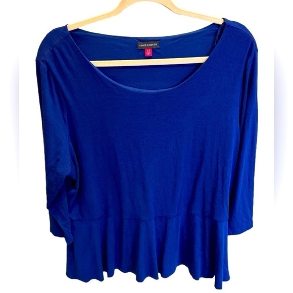 Women's Vince Camuto Blue 3/4 Sleeve Ruffle Shirt Plus Size 2X - Picture 1 of 3